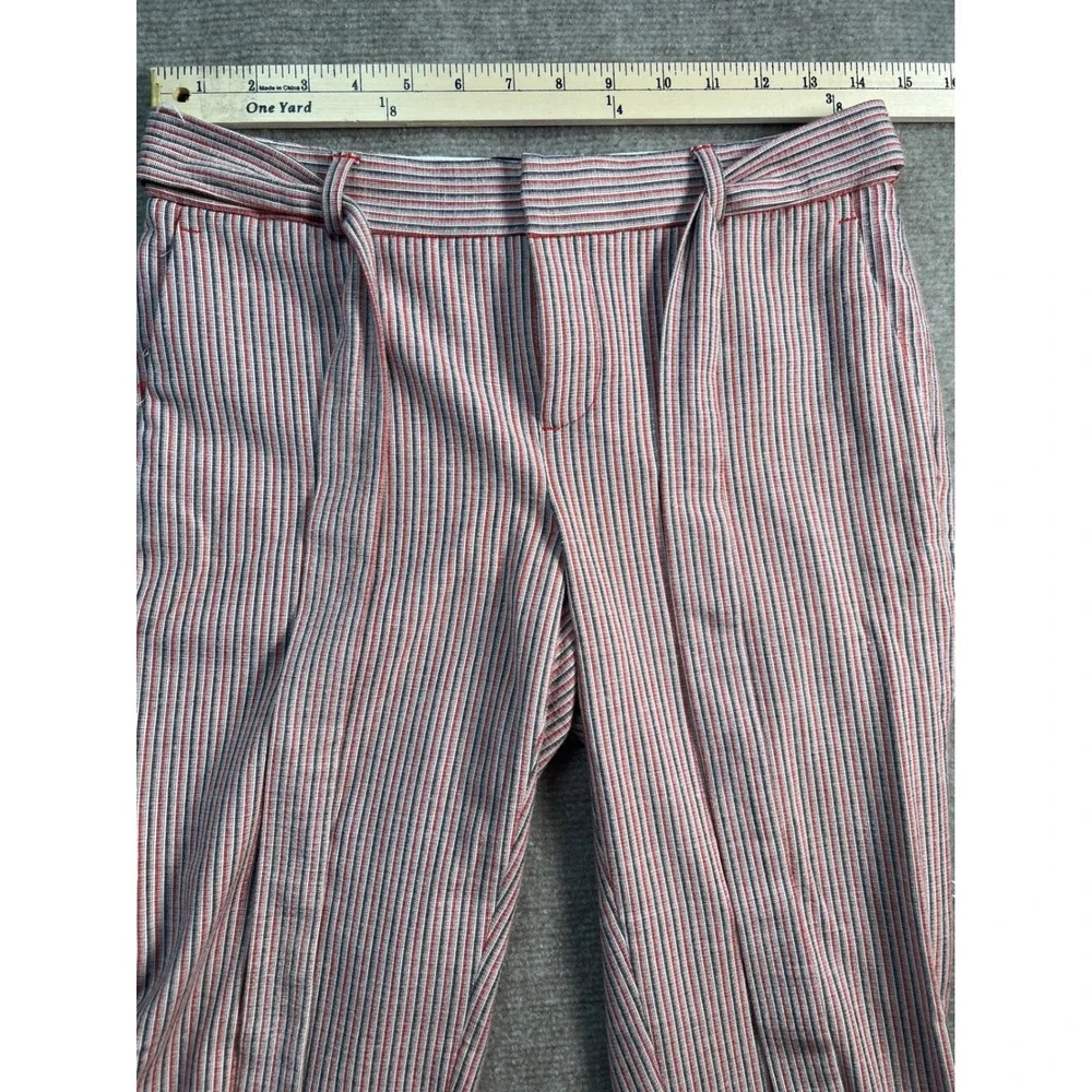 Banana Republic Avery Striped Ankle Pants Red Navy‎ White Tie Waist Womens 0